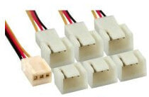 InLine Fan Adapter Cable Y-Cable 3pin Molex female / 6x 3pin Molex male