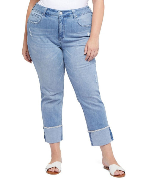 Plus Size Slim Straight Cuff Jeans