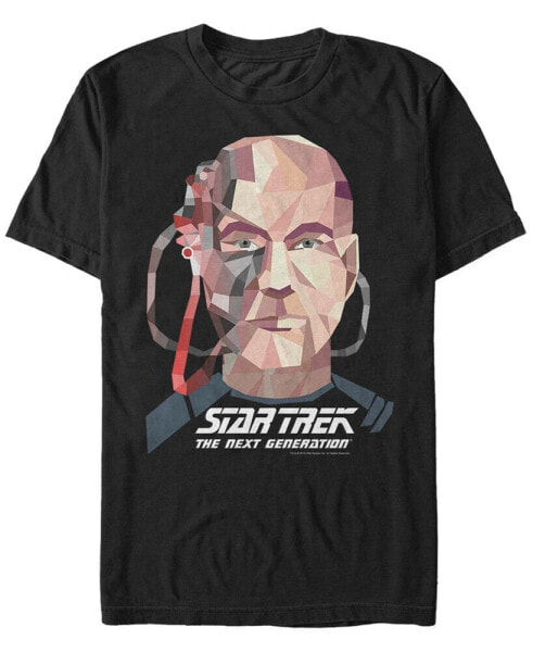 Star Trek Men's Captain Picard Geometric Borg Big Face Short Sleeve T-Shirt