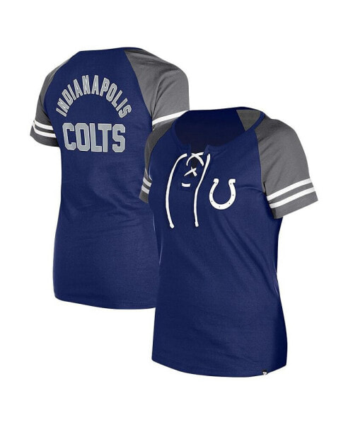 Women's Royal Indianapolis Colts Lace-Up Raglan T-Shirt