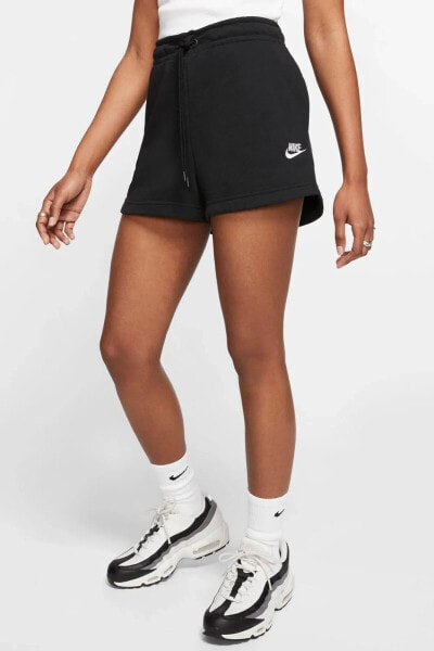 Sportswear Essential Women's French Terry Shorts Black Pamuklu Kısa Kadın Şort Siyah