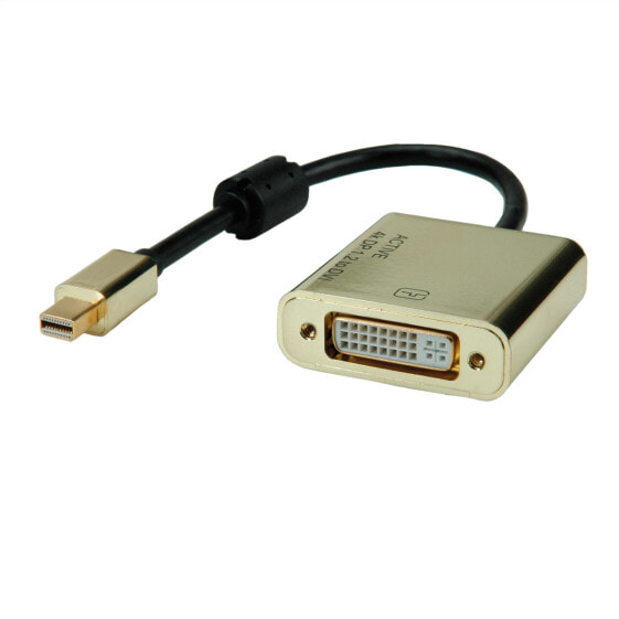 ROLINE 12.88.3176 - 0.1 m - Mini DisplayPort - DVI-D - Male - Female - Black - Gold