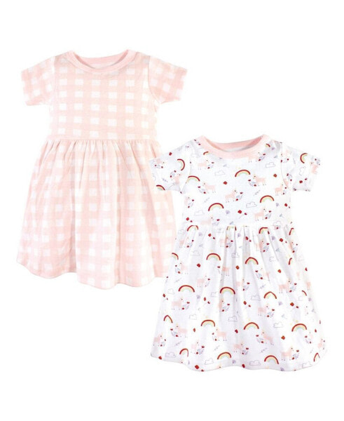 Toddler Girls Cotton Short-Sleeve Dresses 2pk, Unicorn