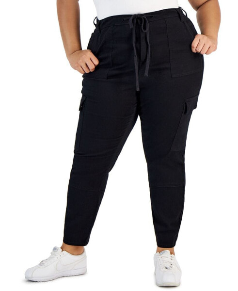 Trendy Plus Size Skinny-Leg Drawstring Cargo Pants