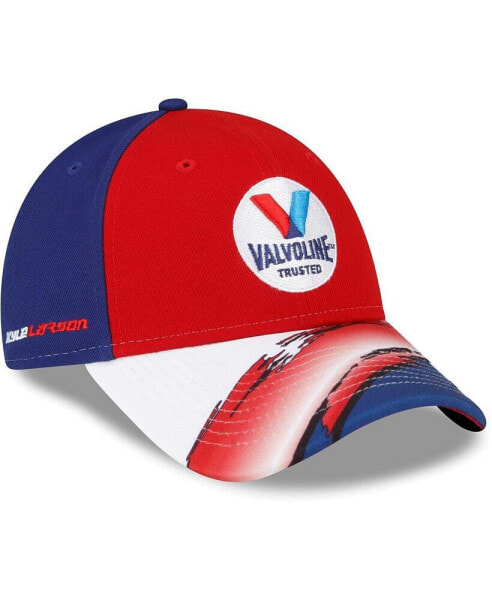 Men's Red and Navy Kyle Larson 9FORTY Valvoline Visor Streak Snapback Adjustable Hat