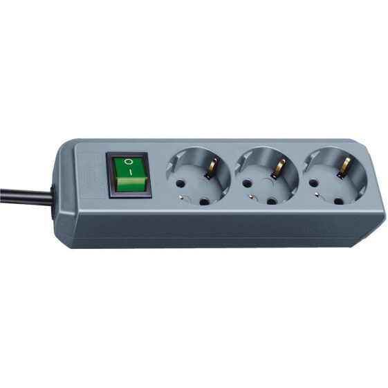 Удлинитель Brennenstuhl Eco-Line + Switch - 3 AC outlet(s) - Gray - Silver - 1.5 m