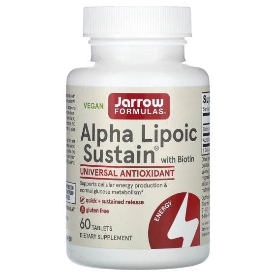 Антиоксидантные таблетки Jarrow Formulas Alpha Lipoic Sustain с биотином, 60 шт