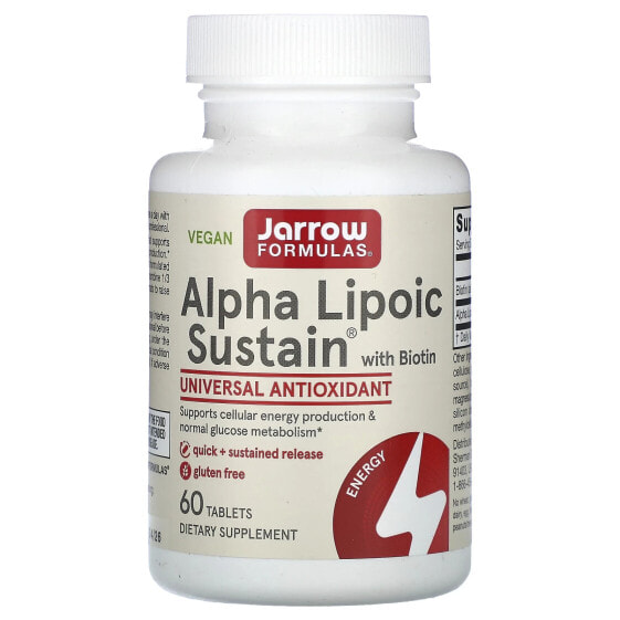 Jarrow Formulas, Alpha Lipoic Sustain, альфа-липоевая кислота с биотином, 300 мг, 60 таблеток