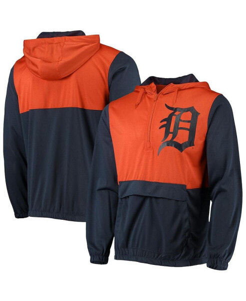Men's Navy, Orange Detroit Tigers Anorak Half-Zip Hoodie