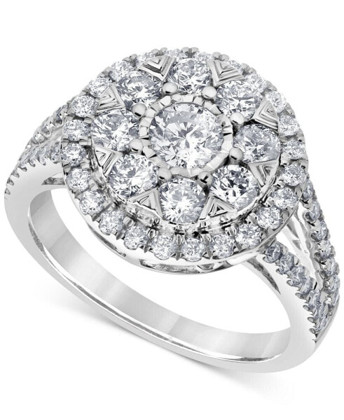 Diamond Halo Cluster Engagement Ring (1-1/2 ct. t.w.) in 14k White Gold