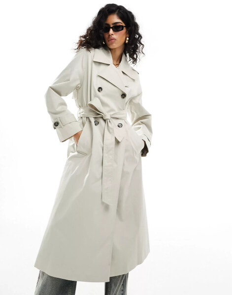 Mango oversized trench coat in light beige