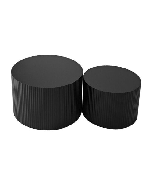 Wave Stripe Nesting Coffee Table Set For Living Room, Bedroom, Black(Set Of 2 Pieces)