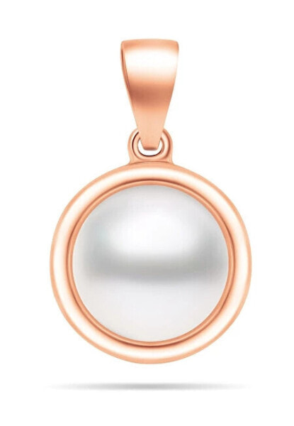 Minimalist bronze pendant with genuine pearl PT89R