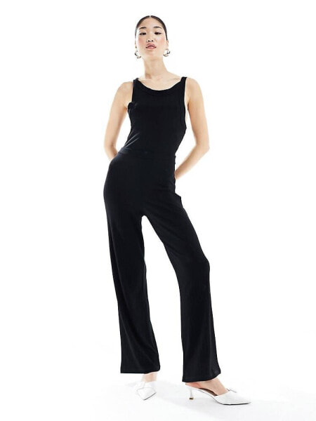 Edited flared jumpsuit in black