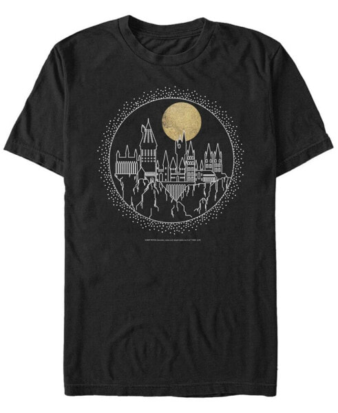Men's Deathly Hallows 2 Hogwarts Line Art Short Sleeve T-shirt