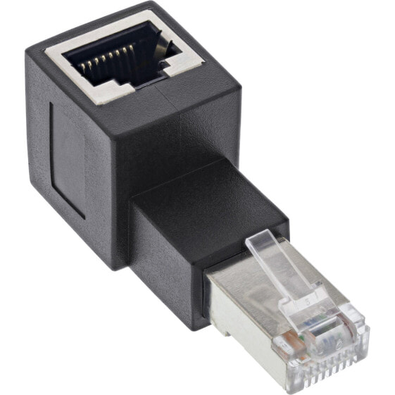 InLine patch cord adapter Cat.6A - RJ45 male / female - angled 90° upwards