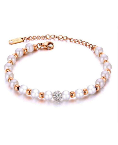 Beaded Bracelet with Simulated Pearls