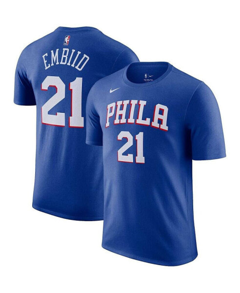 Men's Joel Embiid Royal Philadelphia 76ers Icon 2022/23 Name and Number T-shirt