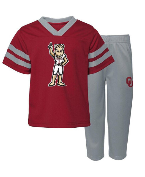 Baby Boys and Girls Crimson Oklahoma Sooners Two-Piece Red Zone Jersey and Pants Set