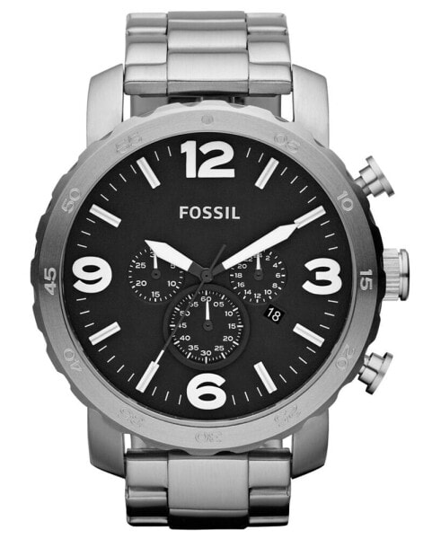 Часы и аксессуары Fossil Chronograph Nate наручные стальные мужские 50 мм JR1353