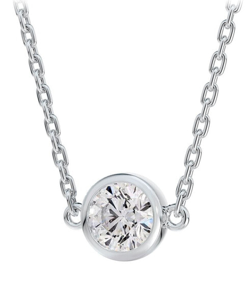 Diamond Bezel Pendant Necklace (1/3 ct. t.w.) in 14k White Gold, 16" + 2" extender