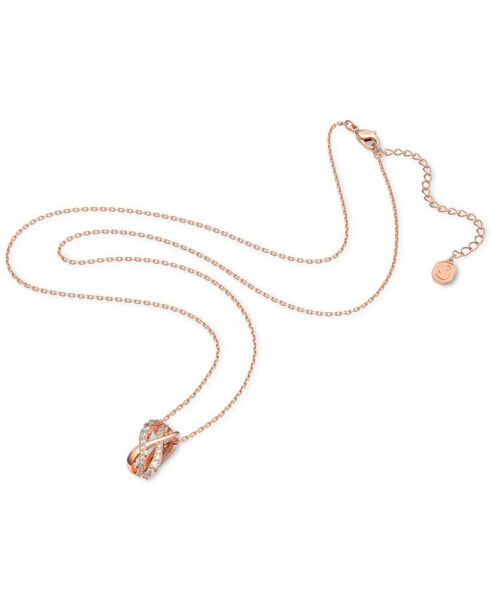 Swarovski rose Gold-Tone Crystal Intertwining Double-Row Pendant Necklace, 14-1/8" + 3" extender