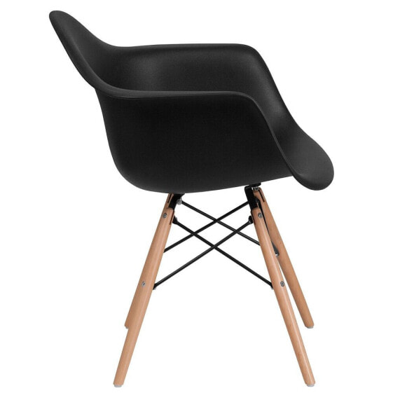 Alonza Series Black Plastic Chair With Wood Base