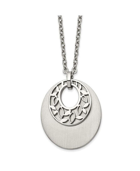 Chisel brushed Flower Cutout Pendant Cable Chain Necklace
