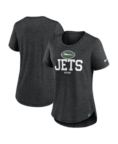 Women's Heather Black New York Jets Fashion Tri-Blend T-Shirt