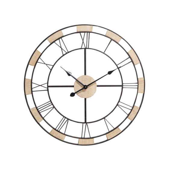 Настенное часы Romimex Чёрный Натуральный Деревянный Металл 50 x 50 x 5 cm