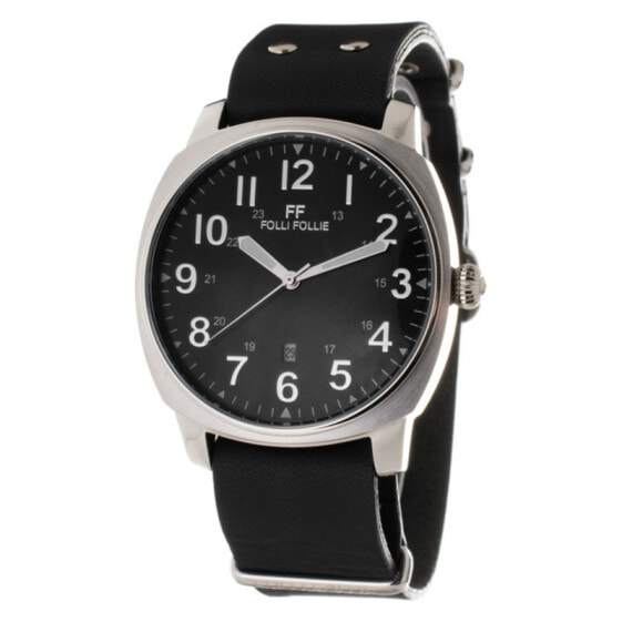 Мужские наручные часы с черным кожаным ремешком Folli Follie WT14T0015DG