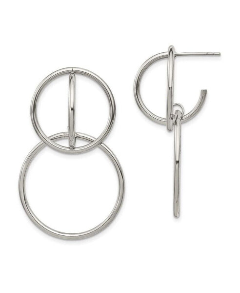 Stainless Steel Polished Interlocking Circles Dangle Earrings