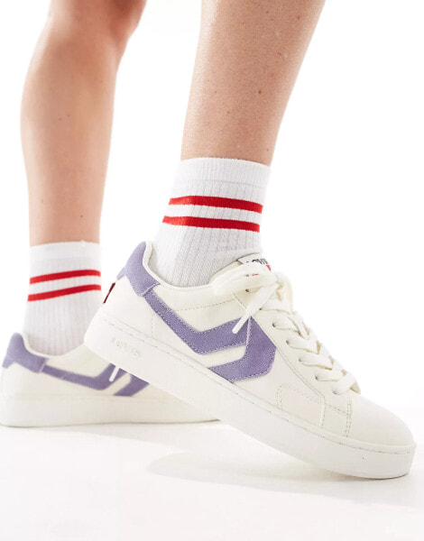 Levi's Swift suede trainers with in off white and purple