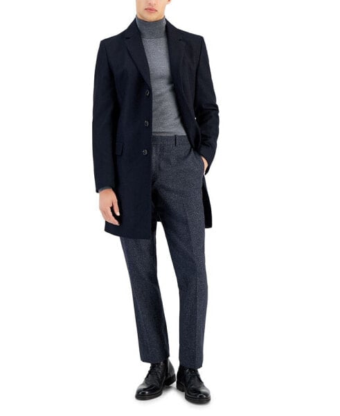Men's Slim-Fit Migor Dark Blue Overcoat