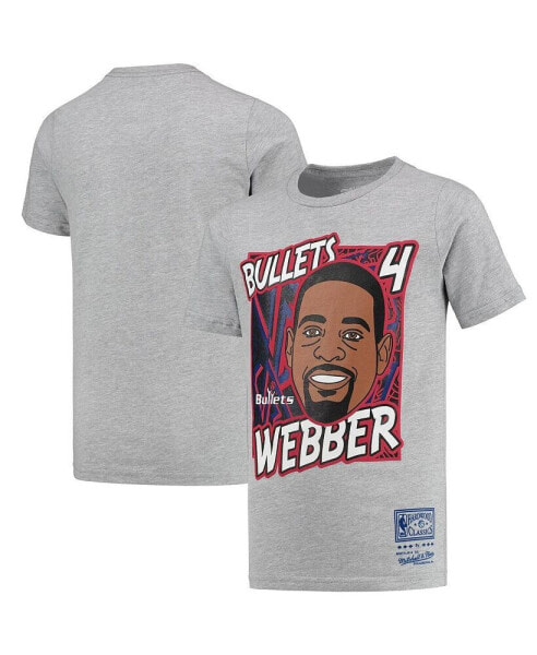 Big Boys Chris Webber Heathered Gray Washington Bullets Hardwood Classics King of the Court Player T-shirt