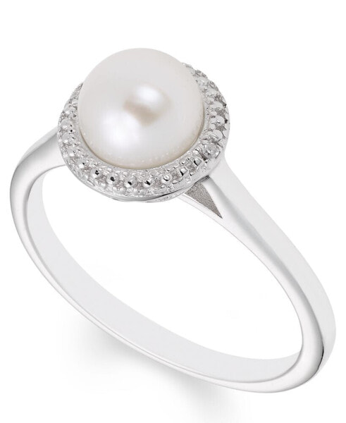 Cultured Freshwater Pearl (7 mm) Diamond Accent Ring in Sterling Silver