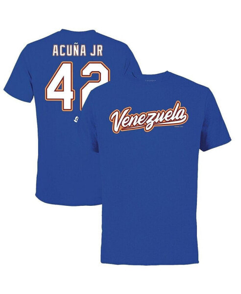 Men's Ronald Acuna Jr. Royal Venezuela Baseball 2023 World Baseball Classic Name and Number T-shirt