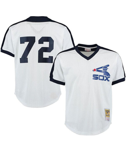 Men's Carlton Fisk White Chicago White Sox Cooperstown Mesh Batting Practice Jersey