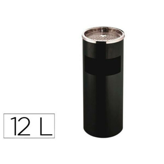 Waaste Paper Bin with Ashtray Q-Connect KF04229 Black Metal 12 L