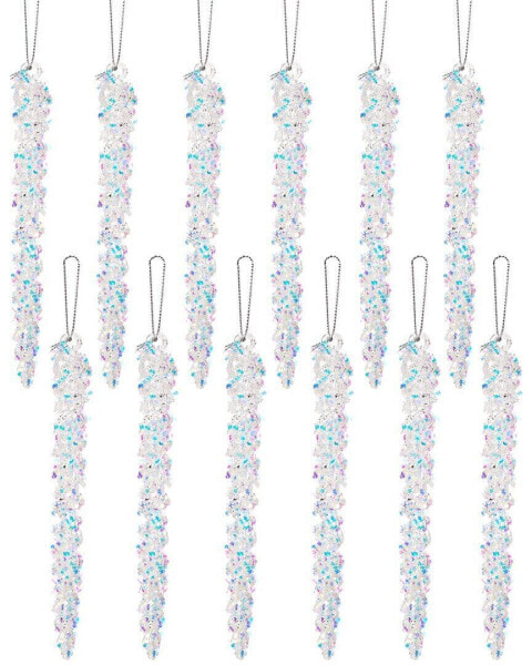 Kurt Adler Spun Glass Icicle Christmas Ornaments Multicolor