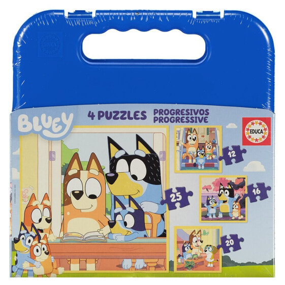 Развивающие пазлы EDUCA BORRAS Maleta Progresivos Bluey 12-16-20-25 Pieces Puzzle