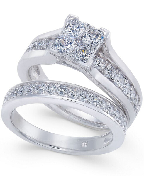 Кольцо Macy's Diamond Cluster Bridal Set in 14k Gold.