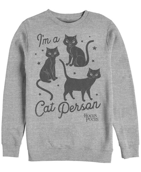 Hocus Pocus Cat Person Men's Long Sleeve Fleece Crew Neck Sweater