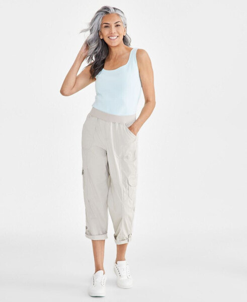 Petite Pull-On Mid-Rise Rolled Cuff Capri Pants, Created for Macy's