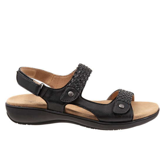 Trotters Teresa T2017-001 Womens Black Leather Strap Strap Sandals Shoes 8.5