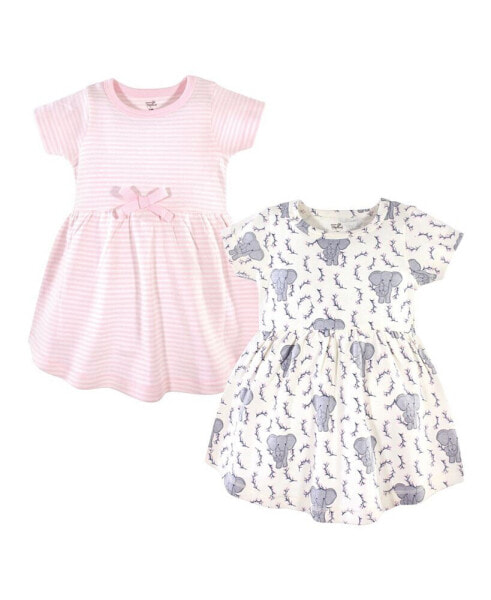 Baby Girls ganic Cotton Short-Sleeve Dresses 2pk, Rose and Berries
