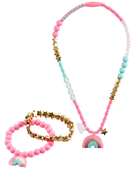 3-Piece Rainbow Necklace & Bracelets Set One Size