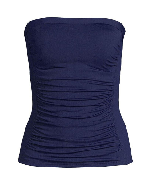 Plus Size Chlorine Resistant Bandeau Tankini Swimsuit Top with Removable Adjustable Straps