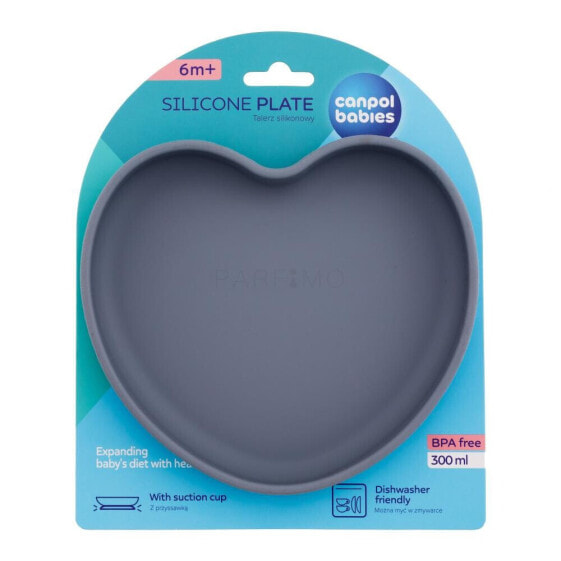 Canpol babies Silicone Suction Plate Heart Grey 300 ml geschirr für Kinder