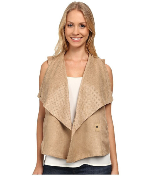 Kut From The Cloth Faux Seude Drape Front Vest Desert Beige S